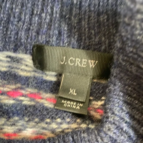 J. Crew Sweater Size XL Fair Isle Navy And Pink 100% Wool - Picture 5 of 9